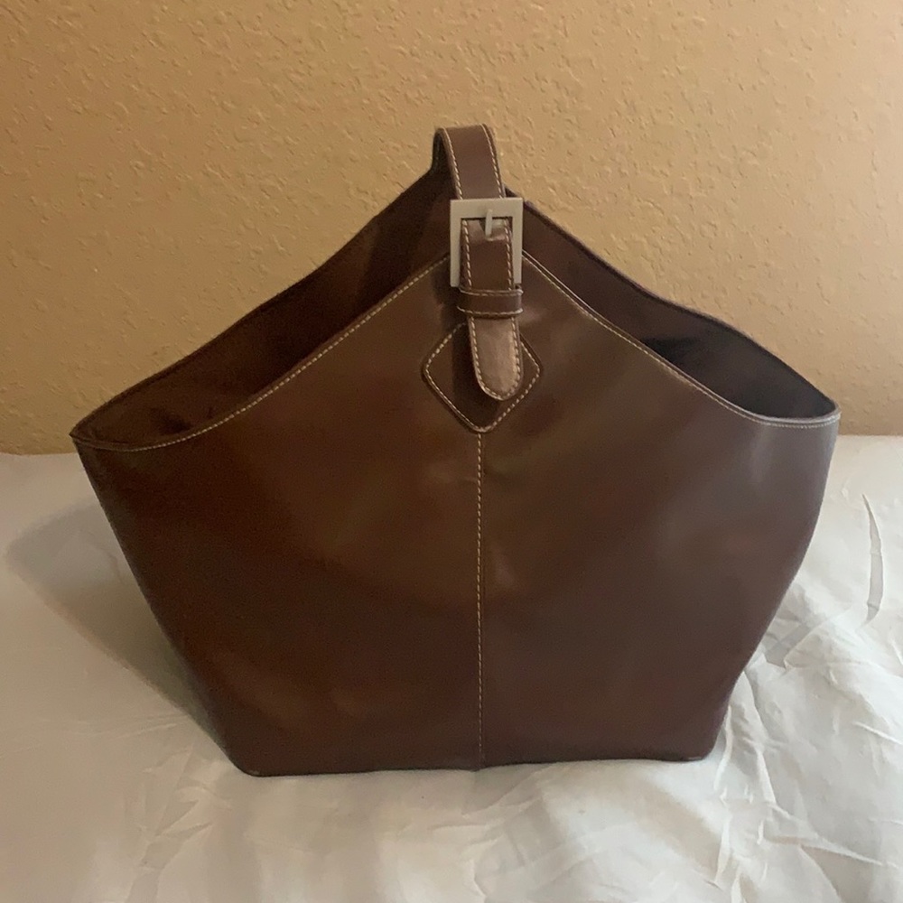 Brown Faux Leather Tote